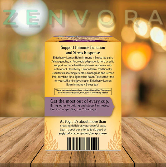 Elderberry Lemon Balm Immune & Stress Support Tea - Caffeine Free (16 Tea Bags)