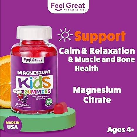 Feel Great Kids Calm Magnesium Gummies - Magnesium Supplement for Children