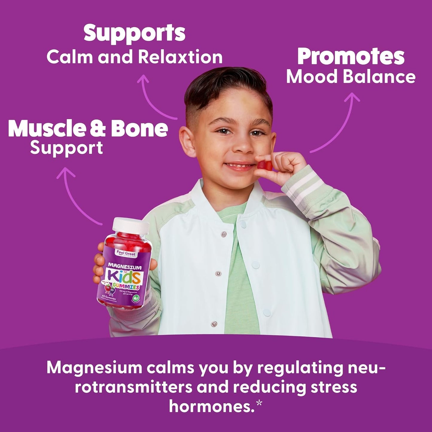 Feel Great Kids Calm Magnesium Gummies - Magnesium Supplement for Children