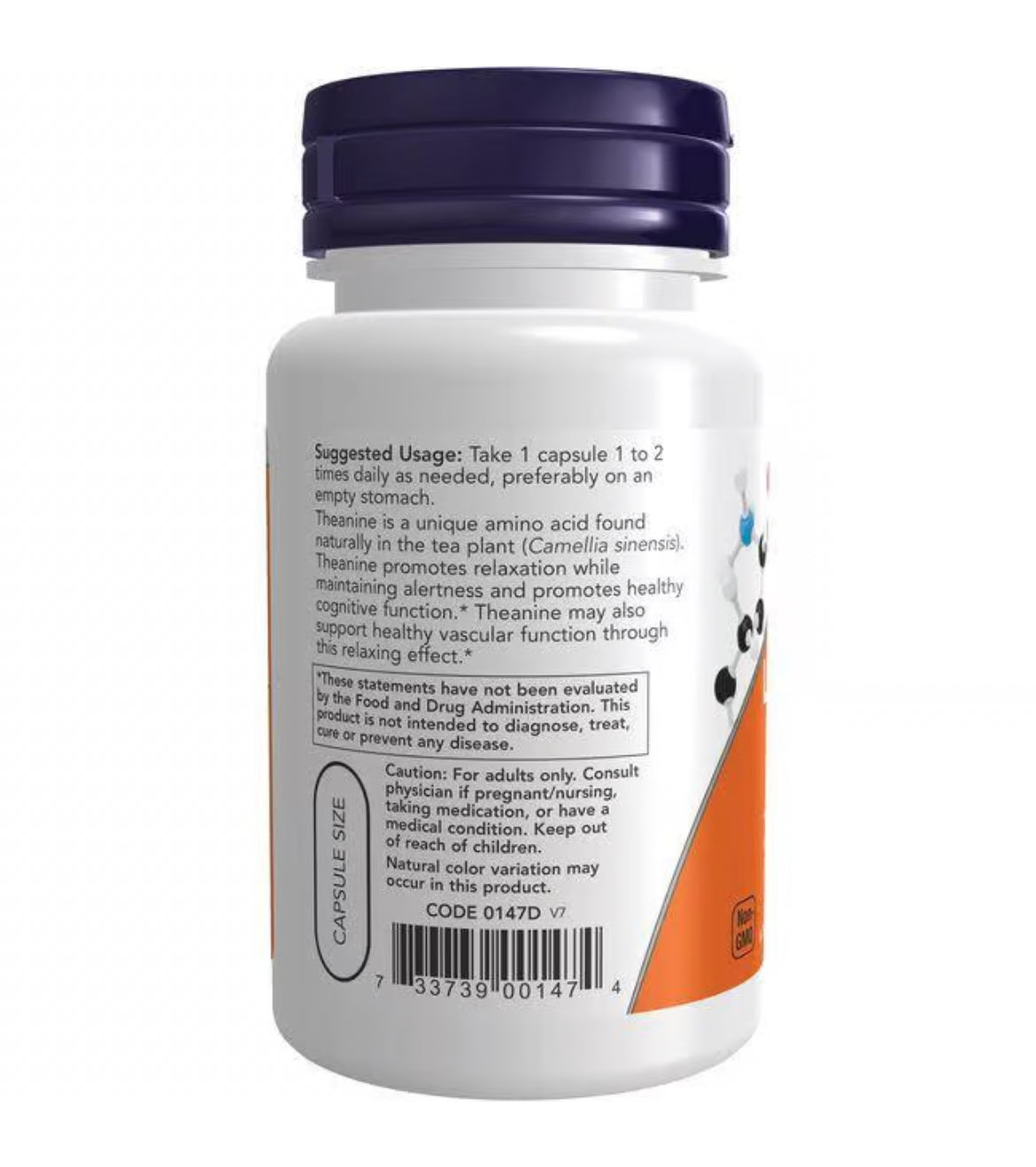 L-Theanine 200 mg with Inositol, Stress Management 120 Veg Capsules
