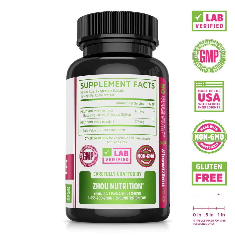 Zhou Nutrition, Milk Thistle, 60 Veggie Capsules (450 mg per Capsule)