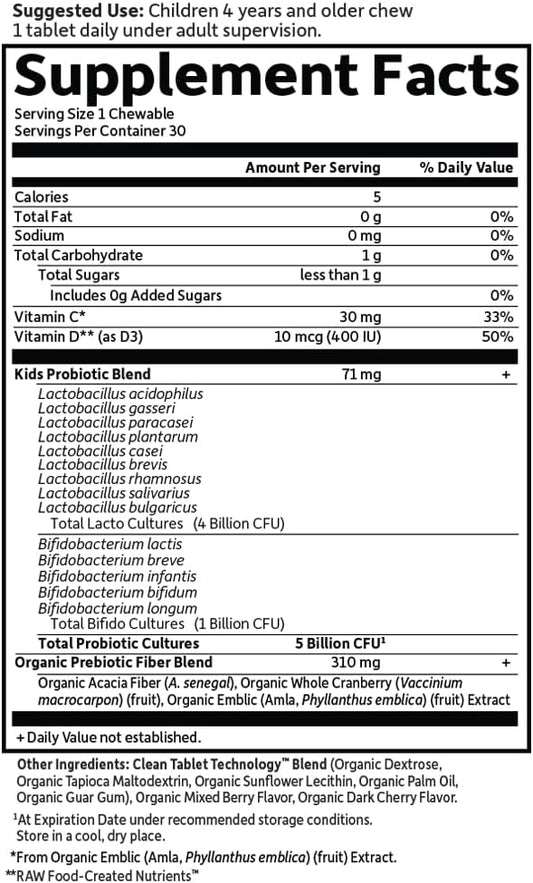 Garden of Life Dr. Formulated Probiotics Organic Kids+ Plus Vitamin C & D - Berry Cherry -