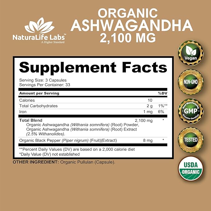 Organic Ashwagandha 2,100 mg